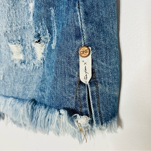 ONE x One Teaspoon Size 27 2020 Mini Skirt High Waist Short Distressed Denim - Picture 5 of 5